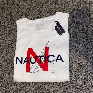 NWT Nautica White Logo Short Sleeve Shirt